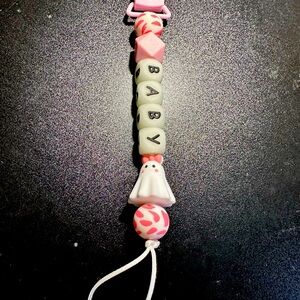 Handmade Pacifer Clip on holder Baby Girl Ghost Glow in dark